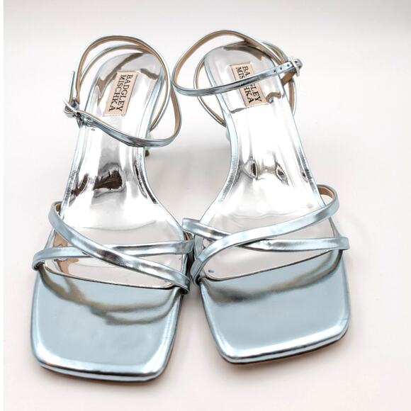 Badgley Mischka Ivette Pearl Heel Evening Sandals Women's Blue Size US8M EU39 - Picture 2 of 10